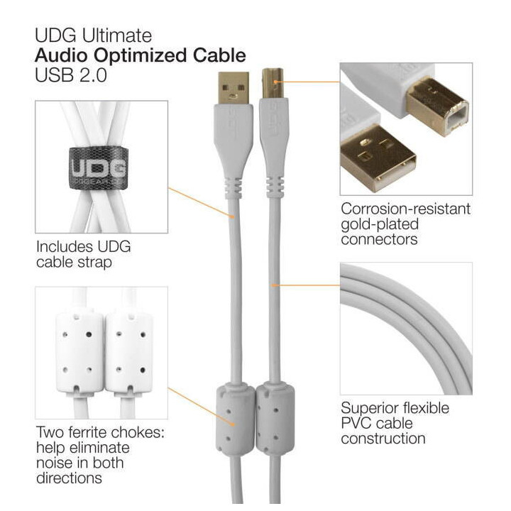 UDG Ultimate Audio Cable USB 2.0 A-B White Straight 2m (U95002WH)